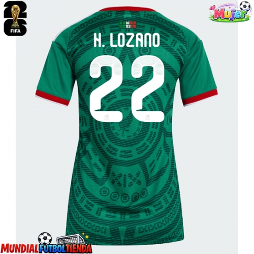 Camiseta México Hirving Lozano #22 Primera Equipación Replica Mundial 2026 para mujer mangas cortas